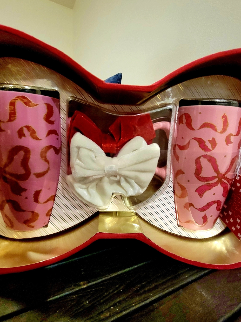 Pink & Gold Bow Holiday Mug Gift Set